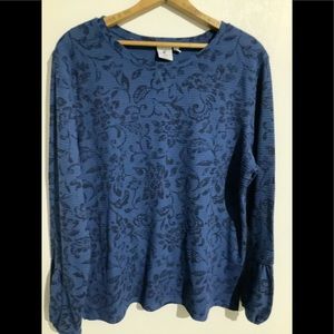 Ladies Pull Over Top, Size 2X, Caribbean Joe, Blue and Dark Blue